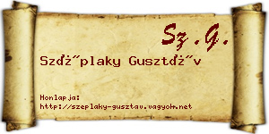 Széplaky Gusztáv névjegykártya
